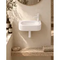 Qeramiq Fuente pack lave-mains – demi-rond – 40 x 21,5 x 12 cm – céramique blanc brillant – robinet blanc mat SW1209550 / SW696206 / SW696216 / SW1210972