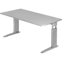 Hjh OFFICE PRO US16 höhenverstellbarer Schreibtisch grau rechteckig