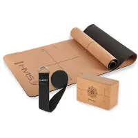 HMS Tapis de yoga YM11 en TPE avec brique KJ02 et sangle de yoga SJ02