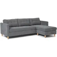 Ebuy24 Marino Canapé, chaise longue orientable orientable à droite ou à gauche en velours, gris.