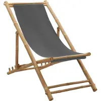 vidaXL Chaise longue bambou et toile gris foncé