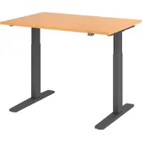 Hjh OFFICE PRO Bureau réglable en hauteur XMKA | 2 moteurs | 120-180 cm | électrique | hêtre, Couleur du piètement:graphite, Dimension du plateau:120 x 80 cm