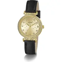 GUESS Montre à affichage analogique 'Enchantment' or / noir / transparent