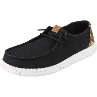 HeyDude Bonjour, Chaussures "" modèle "Wendy Wildcat", chaussures basses, mocassins, couleur noire, pour le quotidien