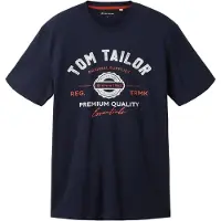 Tom Tailor T-Shirt marine / marron châtaigne / blanc