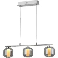 Brilliant Rafa LED Lampe suspendue 3flg poutre chrome/verre fumé