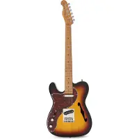 Fazley Sunset Series Tortoise 3-Color Sunburst Left-Handed Guitare semi-acoustique pour gauchers avec housse