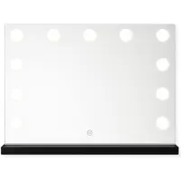 Sensahome Vanity Mirror Pro - Miroir de maquillage hollywoodien avec 15 ampoules LED à intensité variable - 3 modes d'éclairage - 80 x 60 cm - Noir
