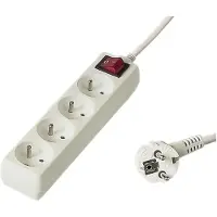 PremiumCord rallonge 230V 4 prises interrupteur blanc 10m