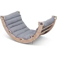 Buxibo Pont à grimper/Arche d'escalade en bois avec coussin - Structure d'escalade Montessori - Bois naturel - Jeu d'enfant - 97 x 47 x 52 cm