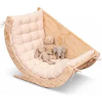 Buxibo arche à grimper 2 en 1 avec coussin - arche de jeu en bois - cadre d'escalade Montessori - 80x47x58 cm - naturel