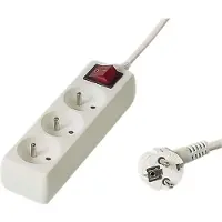 PremiumCord Câble de rallonge 230V 2m 3 prises+interrupteur