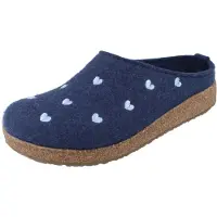 Iesse Schuh Chaussons d'intérieur Haflinger Grizzly Cuoricini pour femmes, modèle pantoufle, couleur bleue, pour un usage quotidien