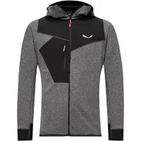 Salewa - Polaire chaude et légère - Puez 2 Dry M L/S Hood FZ Tee Black Out Melange pour Homme en Tissu Technique - Taille XL - Gris