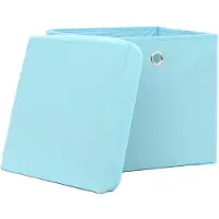 vidaXL Boîtes de rangement avec couvercles 10pcs. Bleu bébé 32x32x32cm Tissu