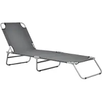 Casa.pro Bain de soleil 'Carcao' dossier réglable pliable structure acier 186 x 55 x 24 cm gris foncé