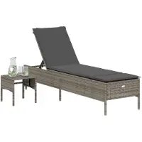 vidaXL Chaise longue avec table et support Gris Poly rotin