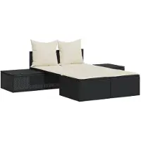 vidaXL Bain de soleil double avec coussin Noir