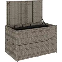 vidaXL Chaise longue pliante avec support et espace de rangement Gris Poly-Rotin
