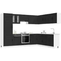 vidaXL Ensemble d'armoires de cuisine Kalmar 14 pièces noir bois composite
