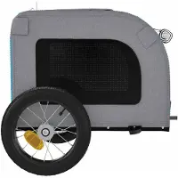 vidaXL Remorque pour vélo Chiens Bleu et gris Tissu Oxford et fer