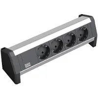 Bachmann DESK 4x Schutzkontakt mit fest verbundenem Anschlusskabel, schwarz, 3 m
