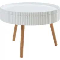 En.casa Table basse 'Bongard' avec plateau amovible Ø60 x 45 cm Table de salon à l'aspect rainuré rond Blanc