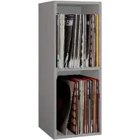 Hioshop Bois Disques vinyles LP Stand Étagère d'archivage Support de rangement Platto 2 compartiments Bois Disques vinyles LP Stand Étagère d'archivage Support de rangement Platto 2 compartiments