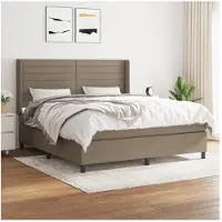 vidaXL Lit boxspring avec matelas Taupe 180x200 cm Tissu