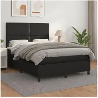 vidaXL Lit boxspring avec matelas noir 140x200 cm similicuir