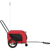 vidaXL Remorque pour vélo Chiens Rouge et Noir Tissu Oxford & Fer