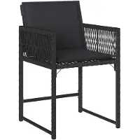 vidaXL Chaises de jardin avec coussins 4 pcs. noir poly rotin
