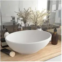 vidaXL WASHBAIN OVAL 40x33 cm Keramikmattencreme
