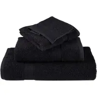 vidaXL Serviettes de toilette Premium SOLUND 4 pièces Noir 30 x 30 cm 600 g/m²