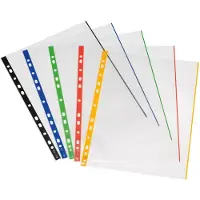 Herlitz Pochette, DIN A4, transparente, bord extérieur coloré 0,070 mm, en film PP, indélébile, trou (A4, 50x)