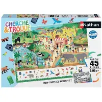 Nathan Puzzle enfant 45 pièces Au zoo Cherche et trouve