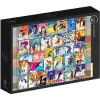 Grafika Puzzle Ski Stamp Posters - 1000 pièces puzzle d'hiver