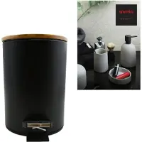 Spirella Seau à cosmétique 5 litres en inox avec abaissement automatique et seau intérieur "Adonis" Poubelle de salle de bains Softclose Poubelle noire