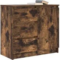 vidaXL Sideboard avec tiroir chêne fumé 71x35x65 cm Bois composite