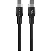 Hyper "HyperJuice Câble de Charge USB-C à USB-C en Silicone – Puissance de Charge de 60W – Durabilité Supérieure – Compatible avec Plus de 1000 Appareils USB-C" - Noir
