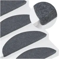 vidaXL Tapis d'escalier autocollants 15 pcs 56x17x3 cm Gris