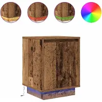 vidaXL Tables de chevet avec lumières LED 2pcs vieux bois 38x34x50 cm