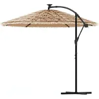 vidaXL Parasol avec LED et mât en acier brun 269x269x235 cm