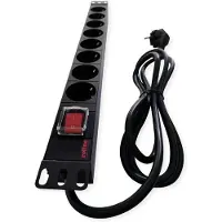 Roline Bâti de prises 48,30cm (19") 8x avec interrupteur éclairé 1.8m noir - bâti de prises - 1,8 m - module rack (19.07.1619)