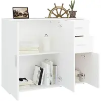 vidaXL Sideboard blanc 91x29,5x75 cm bois composite