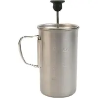 Snow Peak - Cafetière à piston pour le camping - Titanium French Press en Bois - Gris