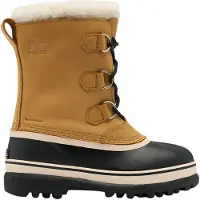 Sorel - Après-skis chauds et imperméables - Little Kids Caribou WP Caribou Buff Black en Cuir - Taille Enfant 31 - Marron