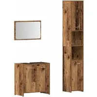 vidaXL Ensemble de meubles de salle de bain 3 pièces imitation vieux bois matériau bois