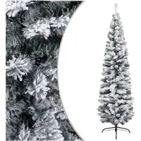 vidaXL Sapin de Noël artificiel mince flocon de neige vert 240 cm PVC