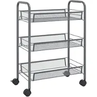 vidaXL Chariot de cuisine 3 étagères Gris 46x26x64 cm Fer
